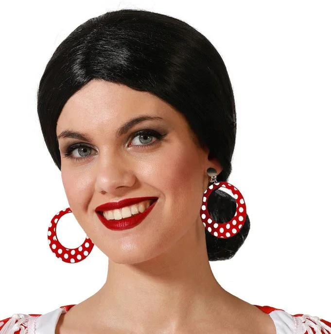 Pendientes de Flamenca Rojos con Lunares Blancos