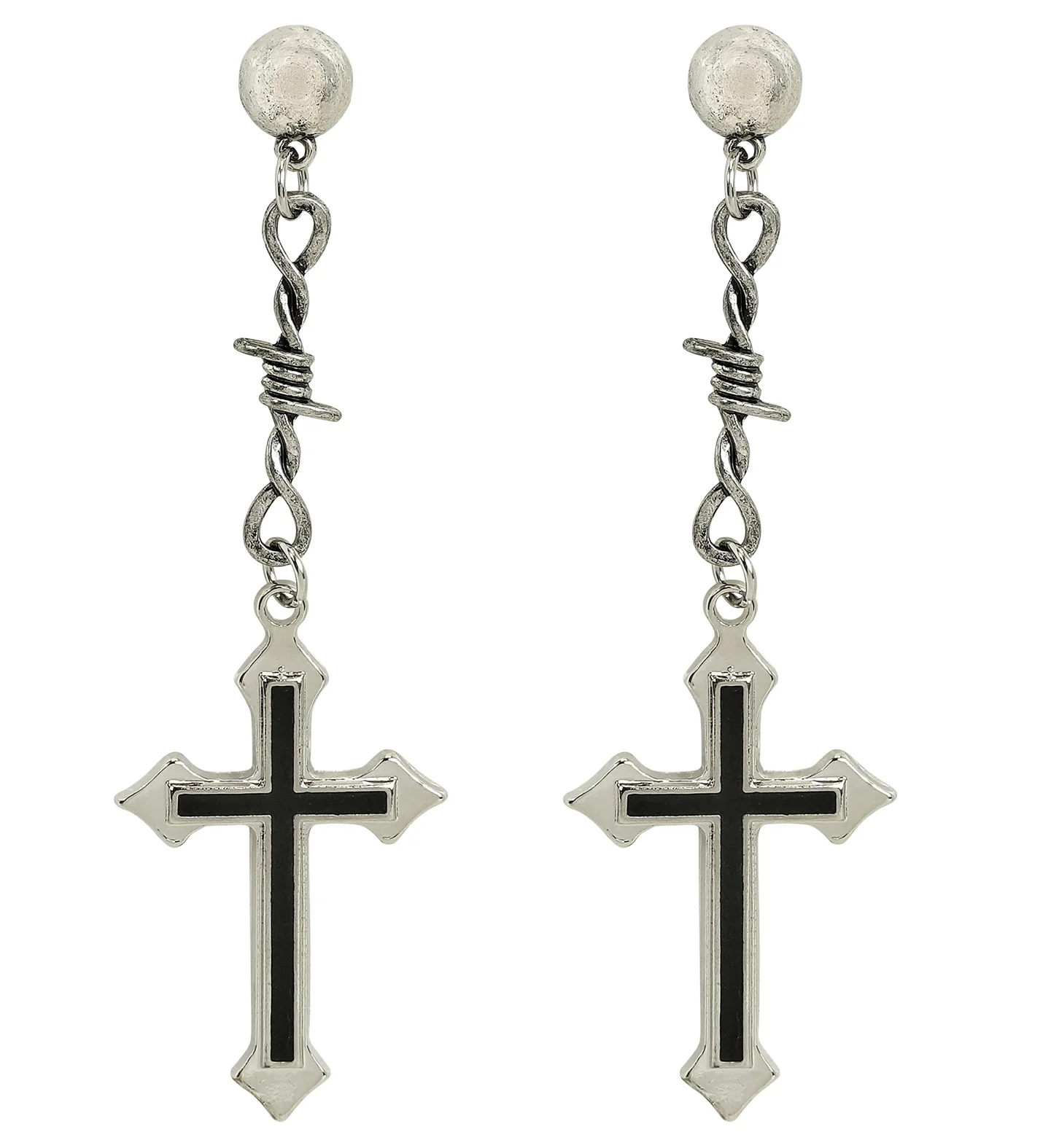 Pendientes Metálicos con Cruces Negras