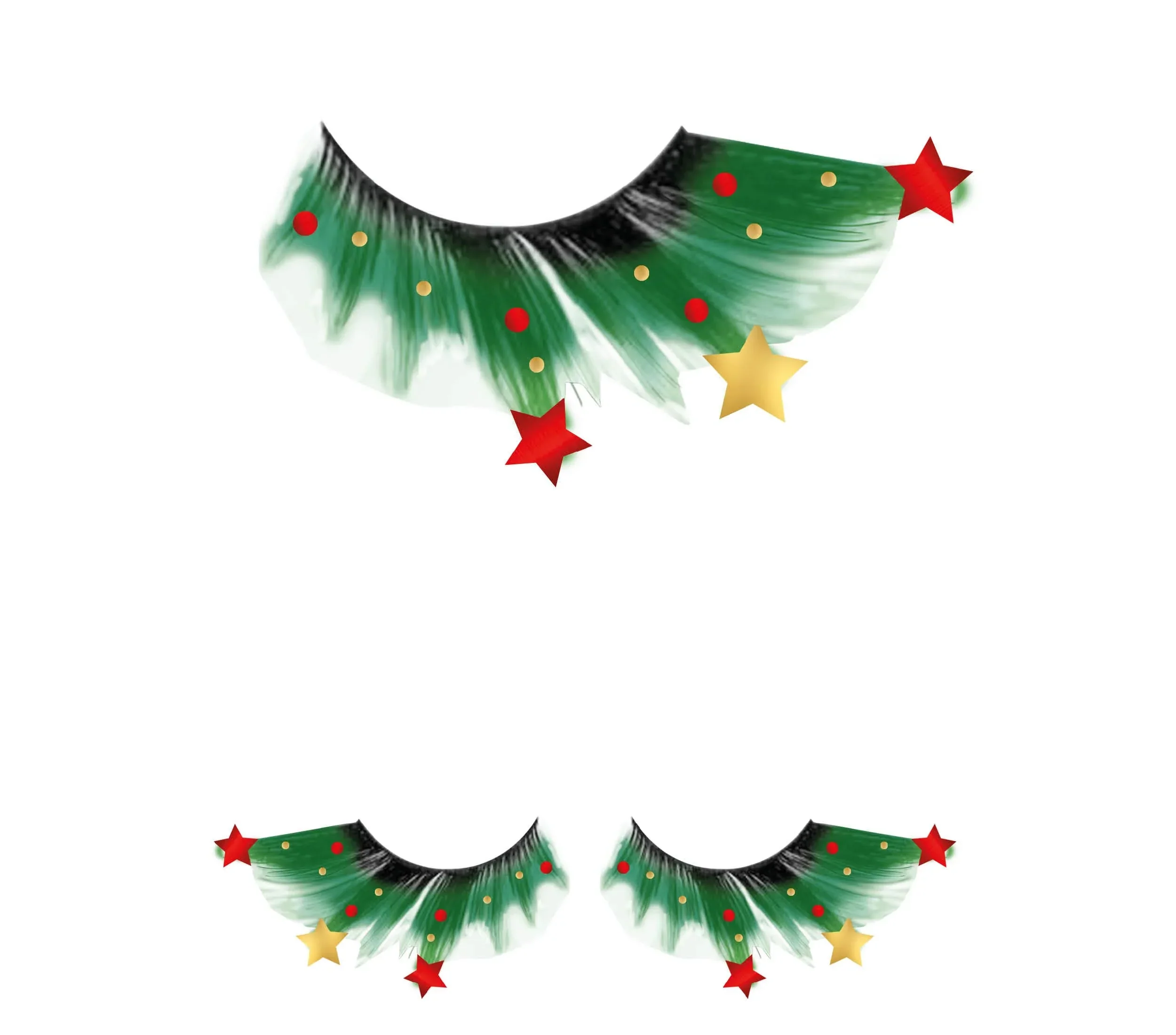 Pestañas Navideñas Verdes con Estrellas y Pedrería - Image 2