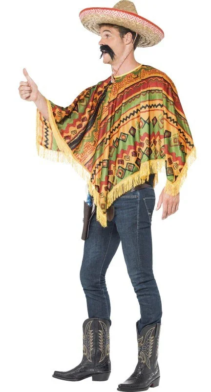 Poncho Mexicano con Bigote para Adulto - Image 3