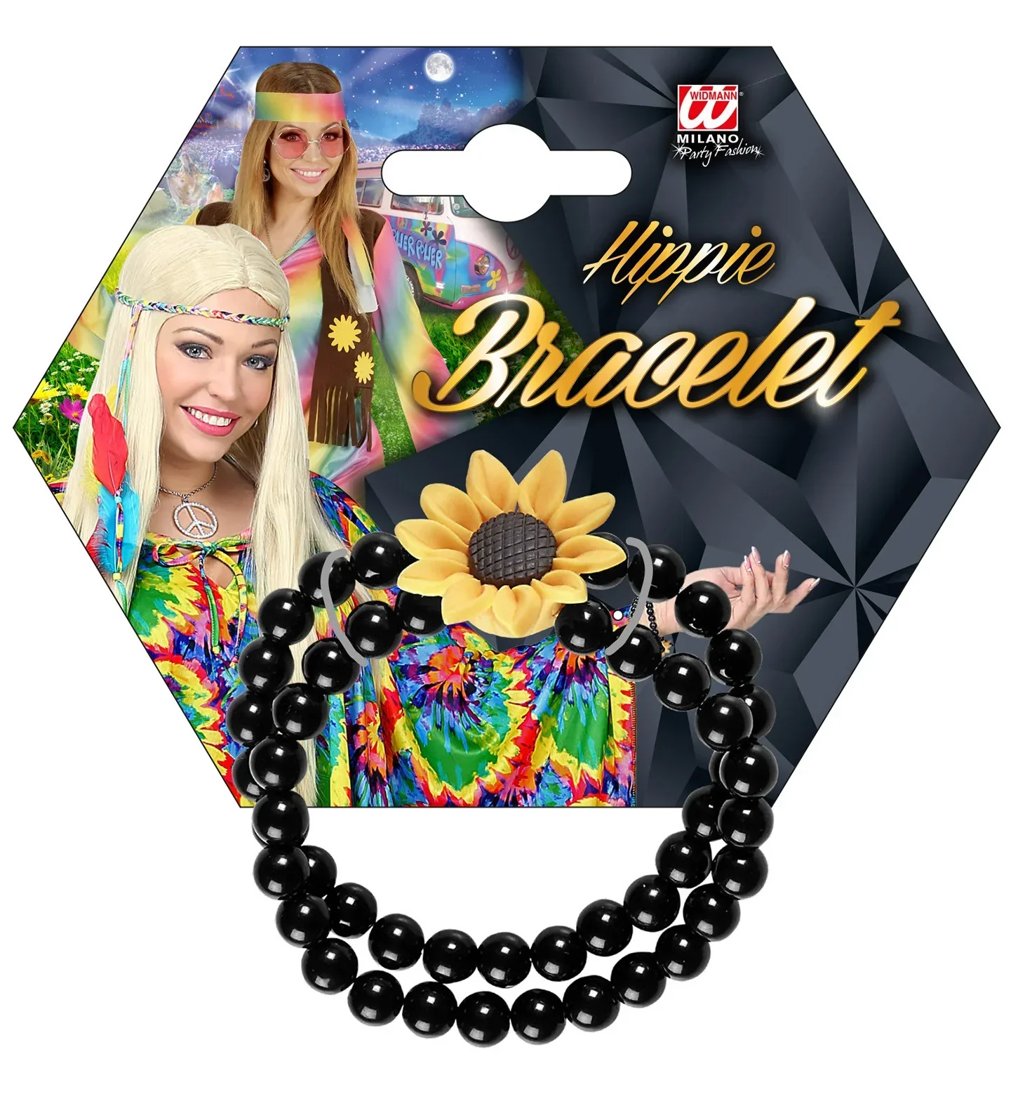 Pulsera Hippie de Perlas Negras y Girasol - Image 5