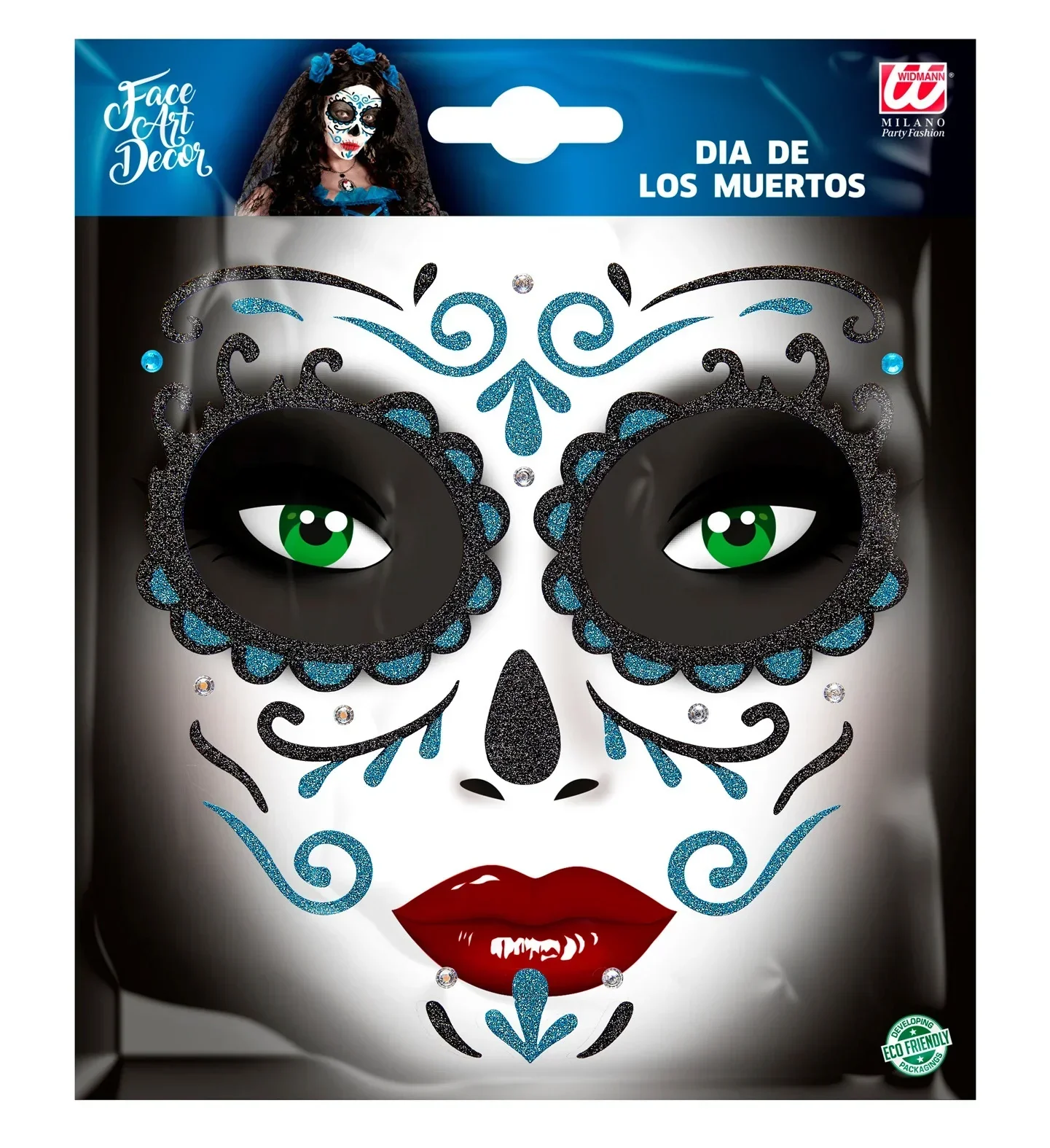 Set de Adhesivos de Catrina Azul con Purpurina