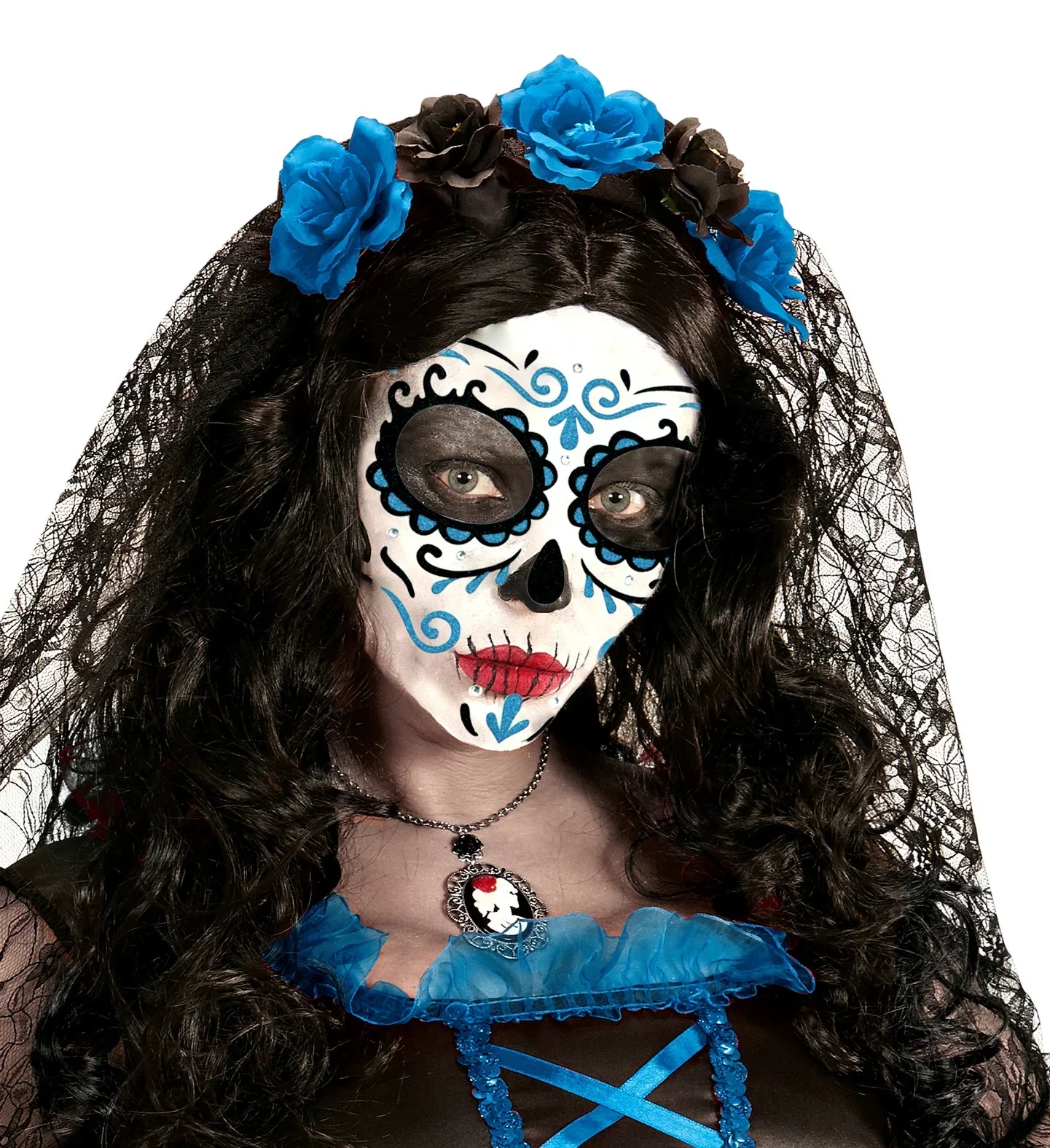 Set de Adhesivos de Catrina Azul con Purpurina - Image 3