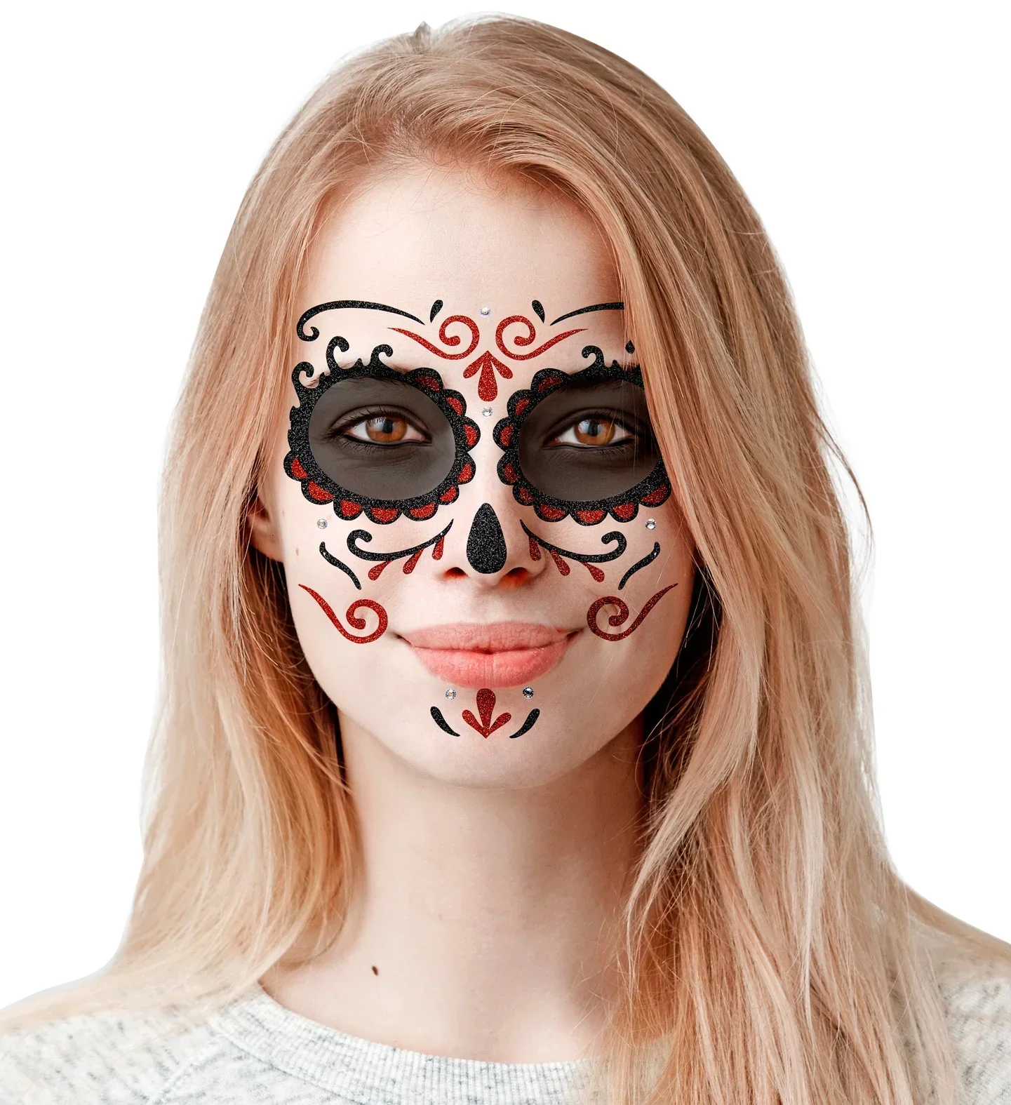 Set de Adhesivos de Catrina Rojo con Purpurina - Image 2