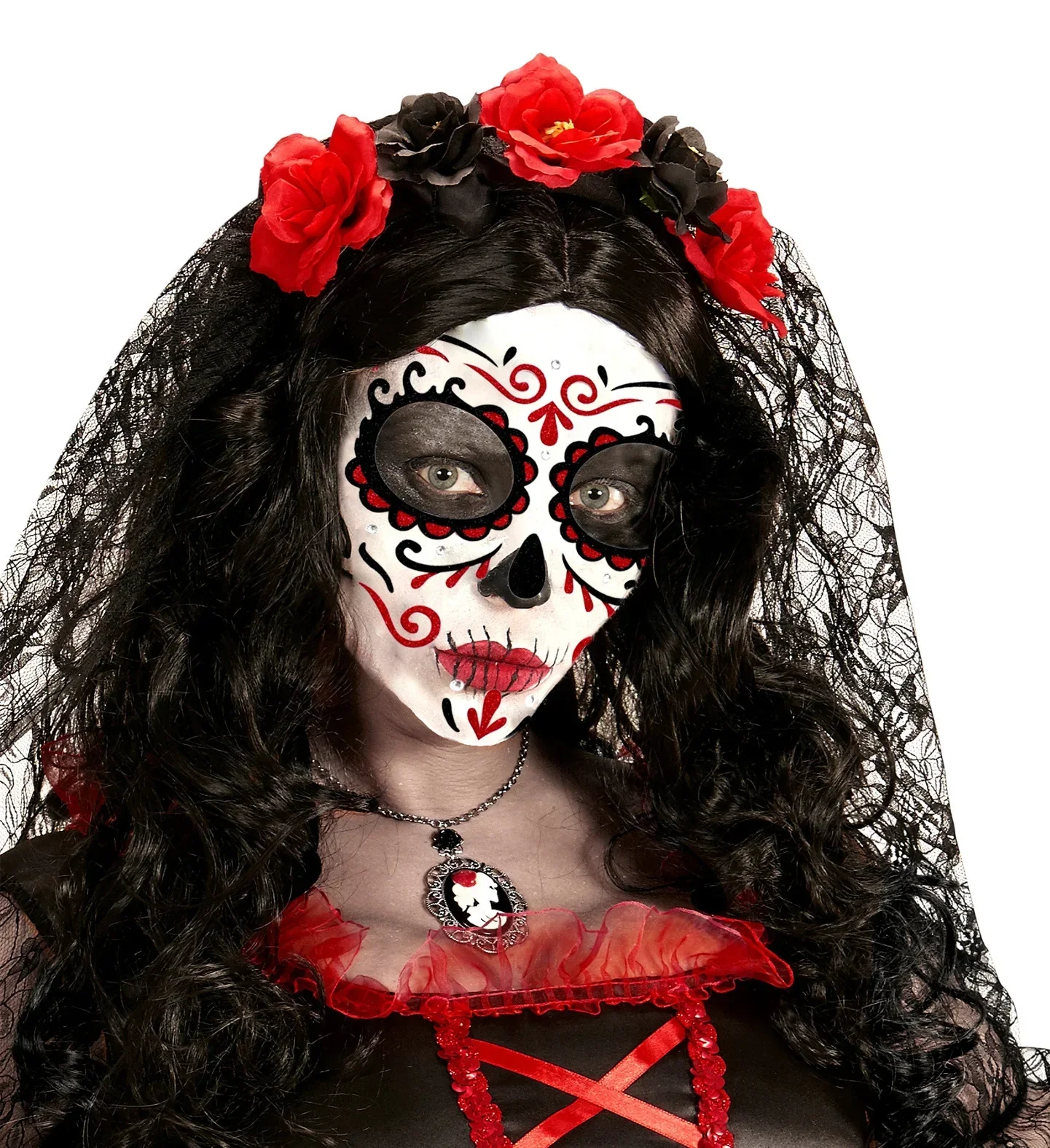 Set de Adhesivos de Catrina Rojo con Purpurina - Image 3