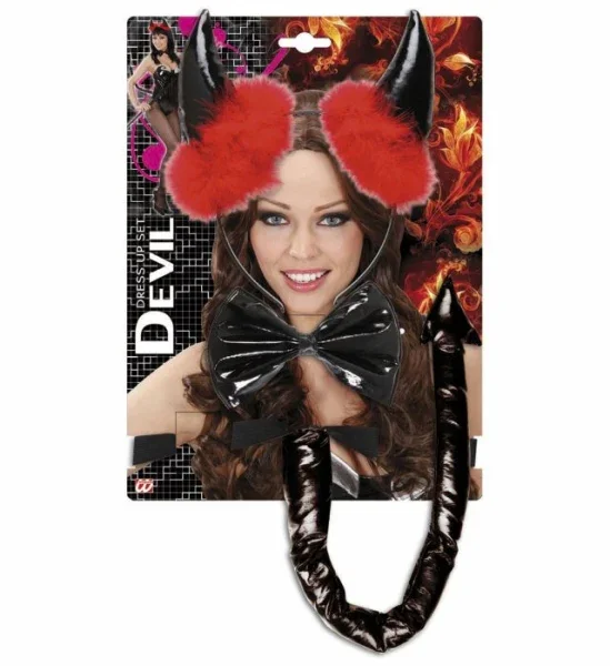Set de Demonio Negro con Cuernos, Rabo y Pajarita - Image 3