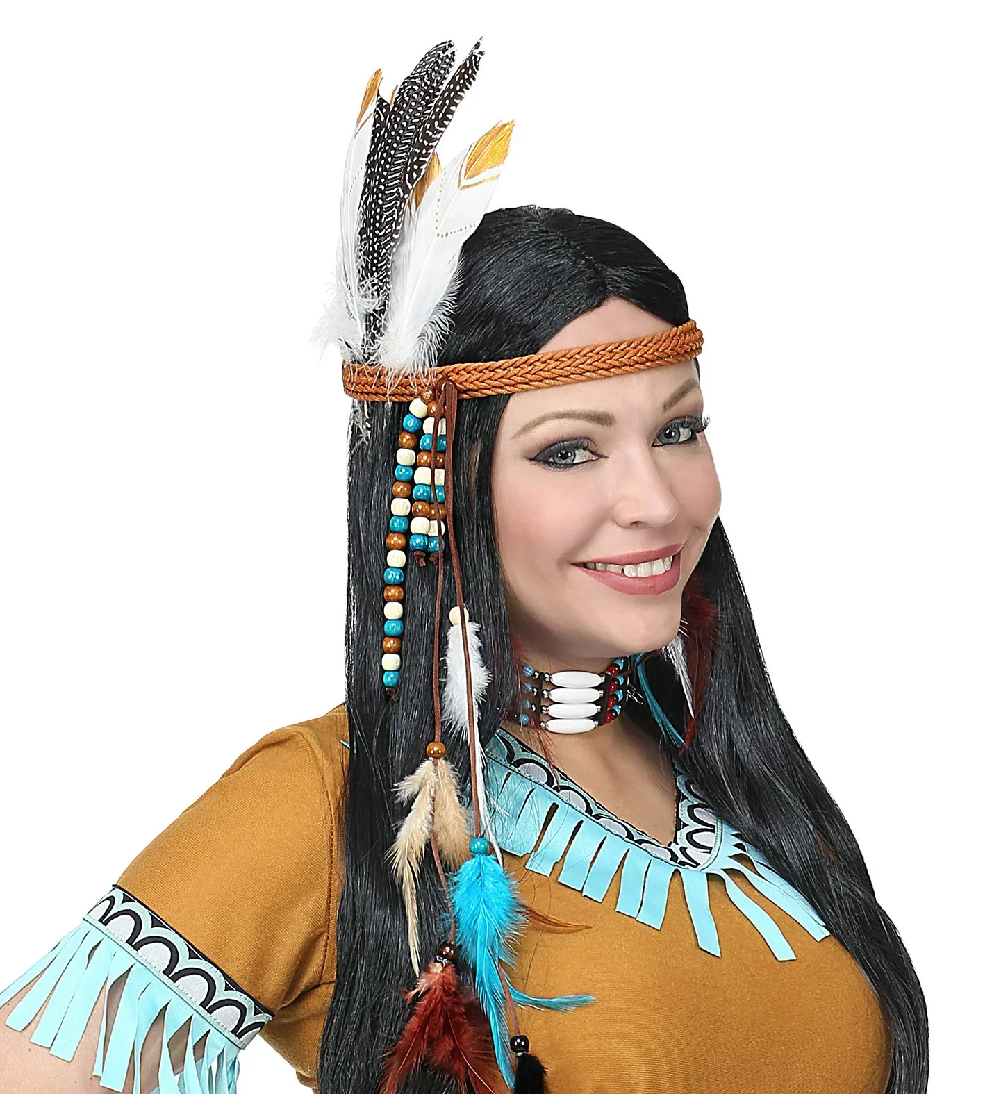 Set de Plumas de Indio Decoradas Blancas y Negras - Image 4