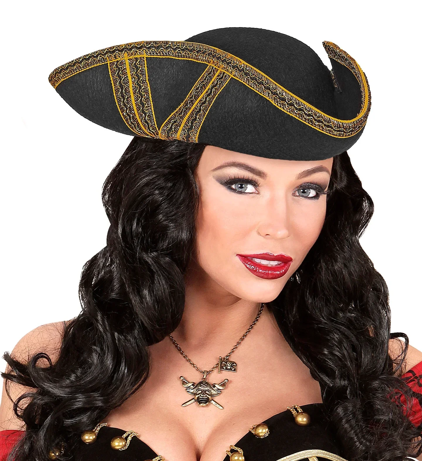 Sombrero de Época Negro con Decorado Dorado - Image 3