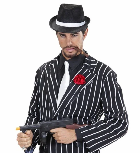 Sombrero Negro de Gangster con Cinta Blanca - Image 3