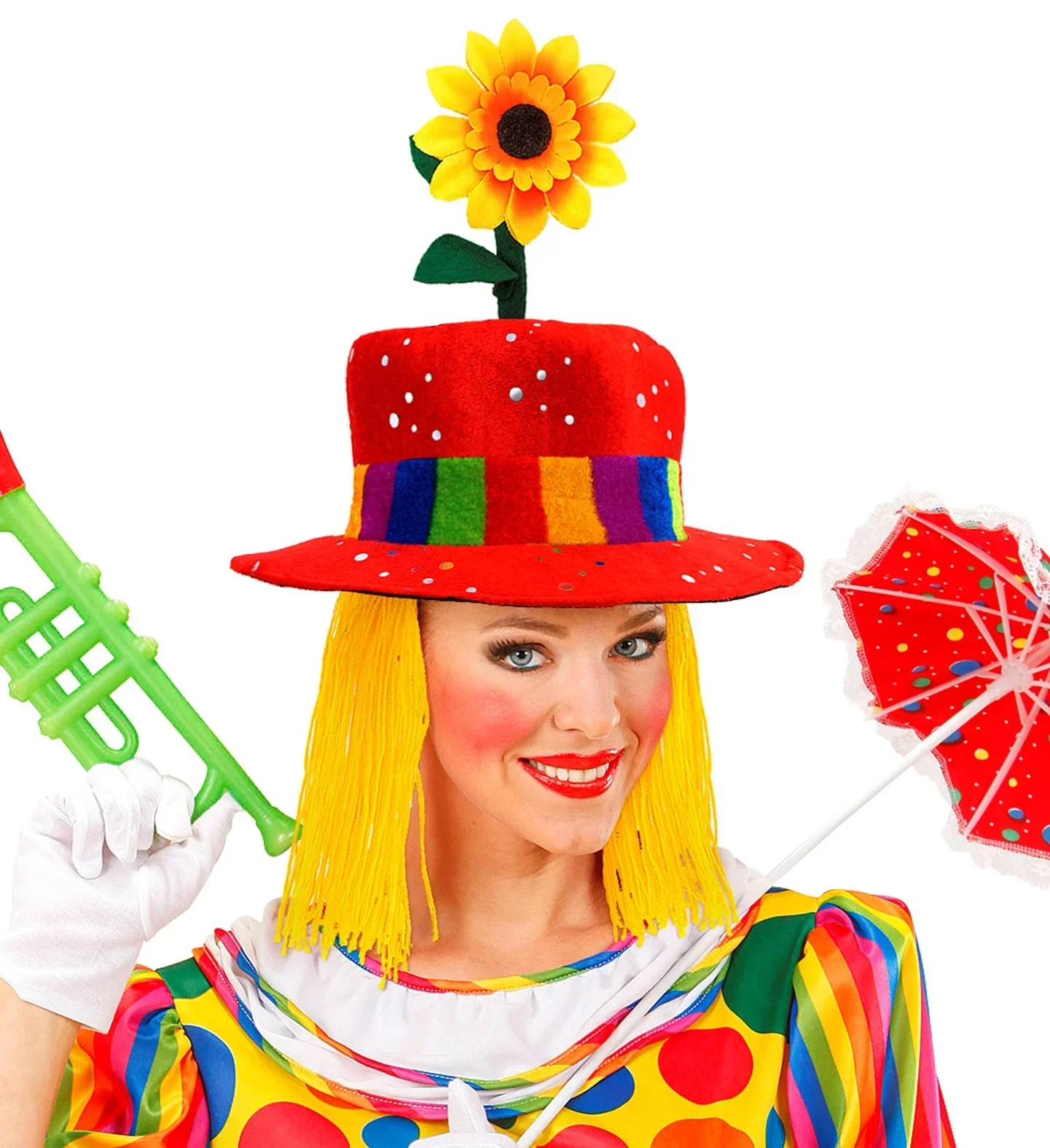 Sombrero de Payaso con Girasol y Pelo Amarillo - Image 3