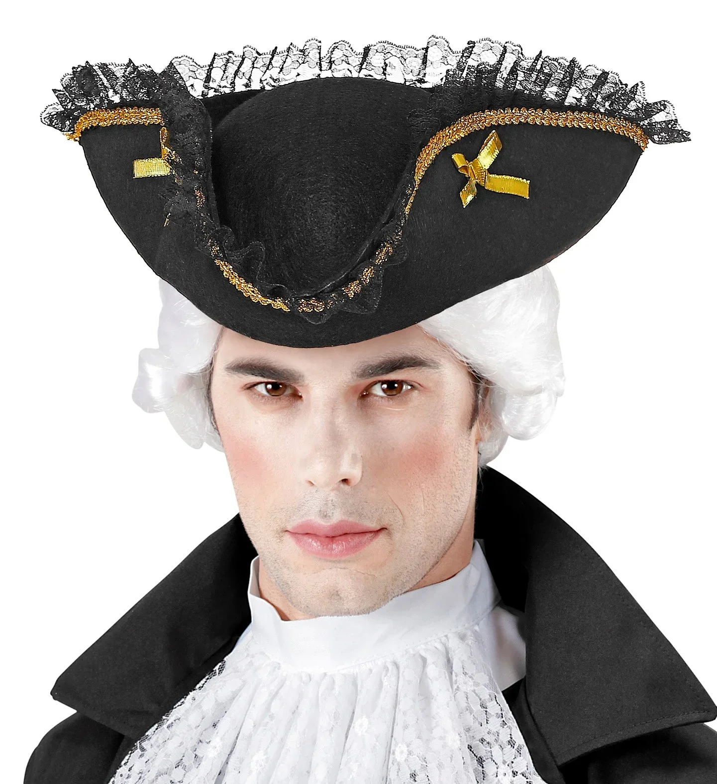 Sombrero Pirata Negro con Lazos y Puntilla - Image 3