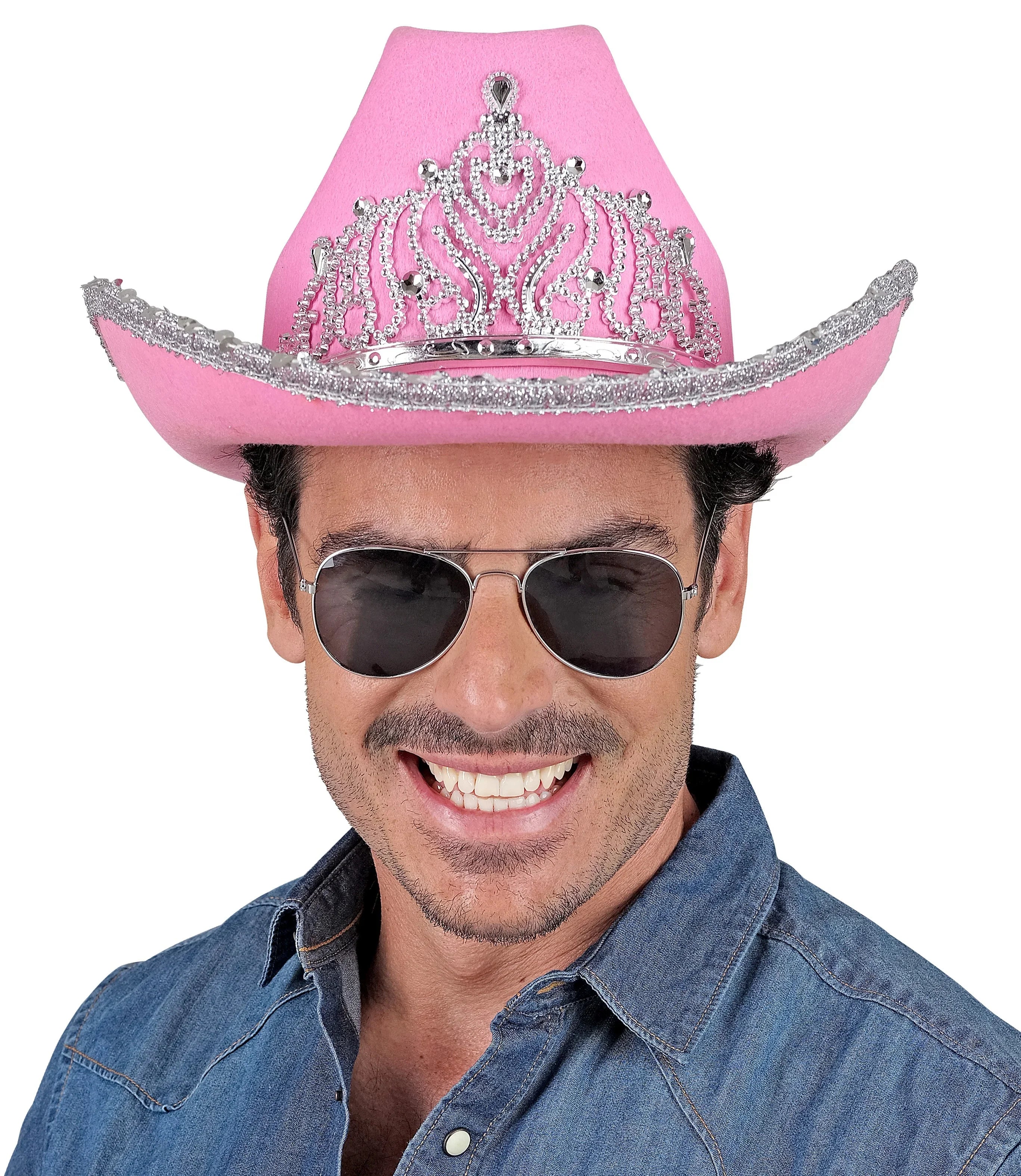 Sombrero Vaquero Rosa con Tiara de Princesa - Image 3
