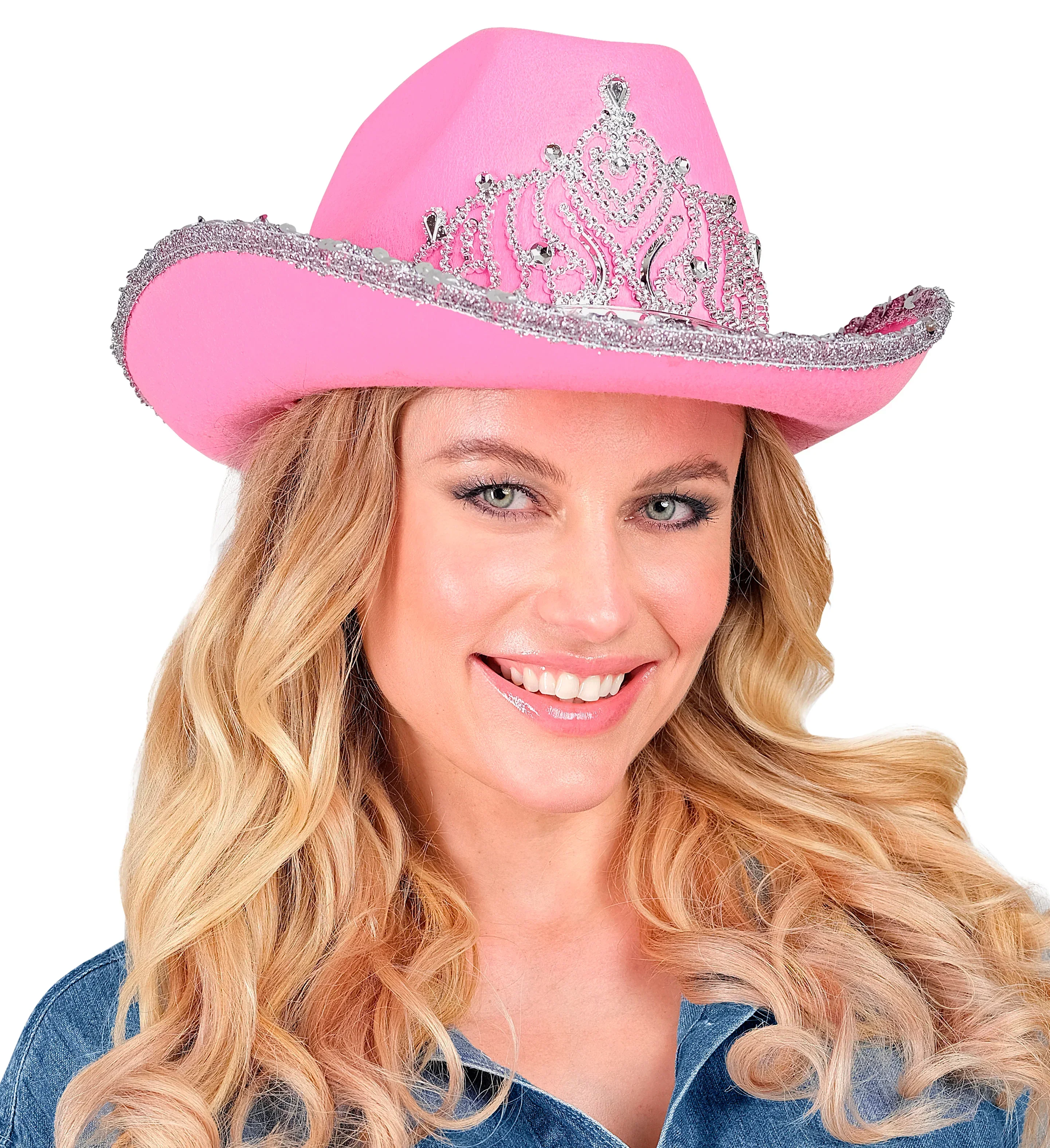 Sombrero Vaquero Rosa con Tiara de Princesa - Image 4