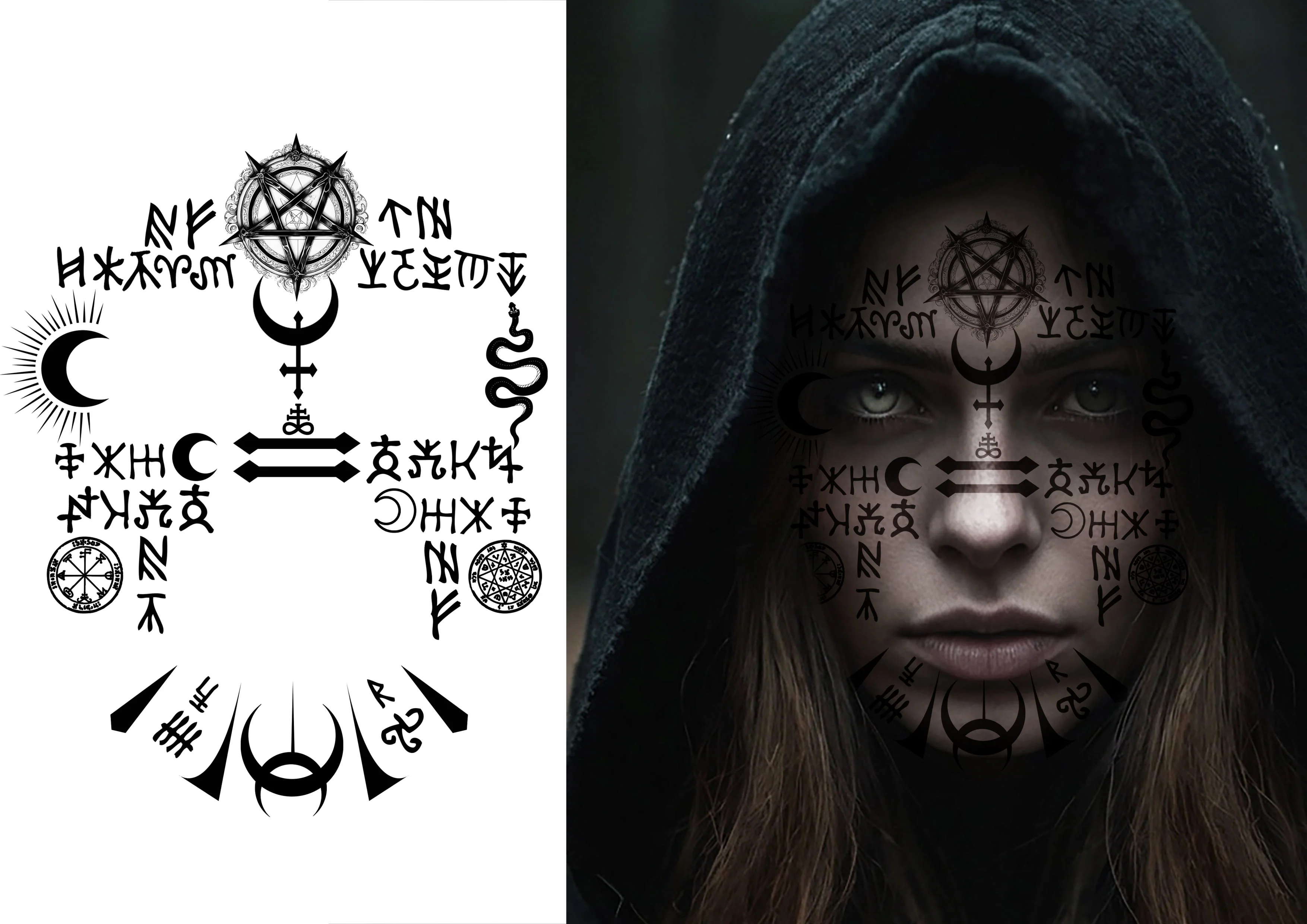 Tatuajes Adhesivos Satánicos para la Cara
