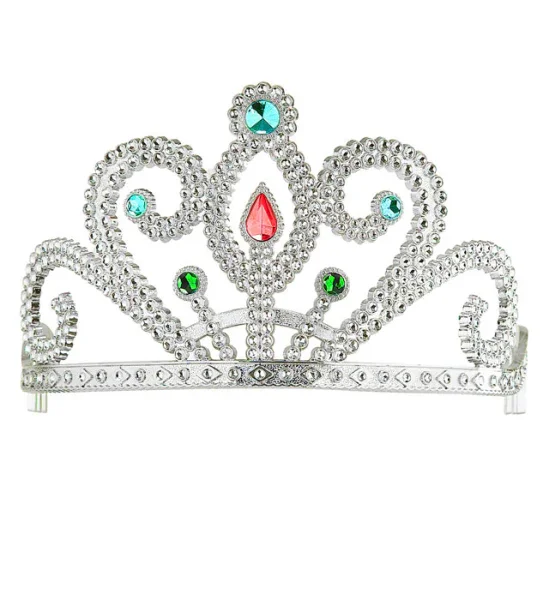 Tiara plateada y decorada