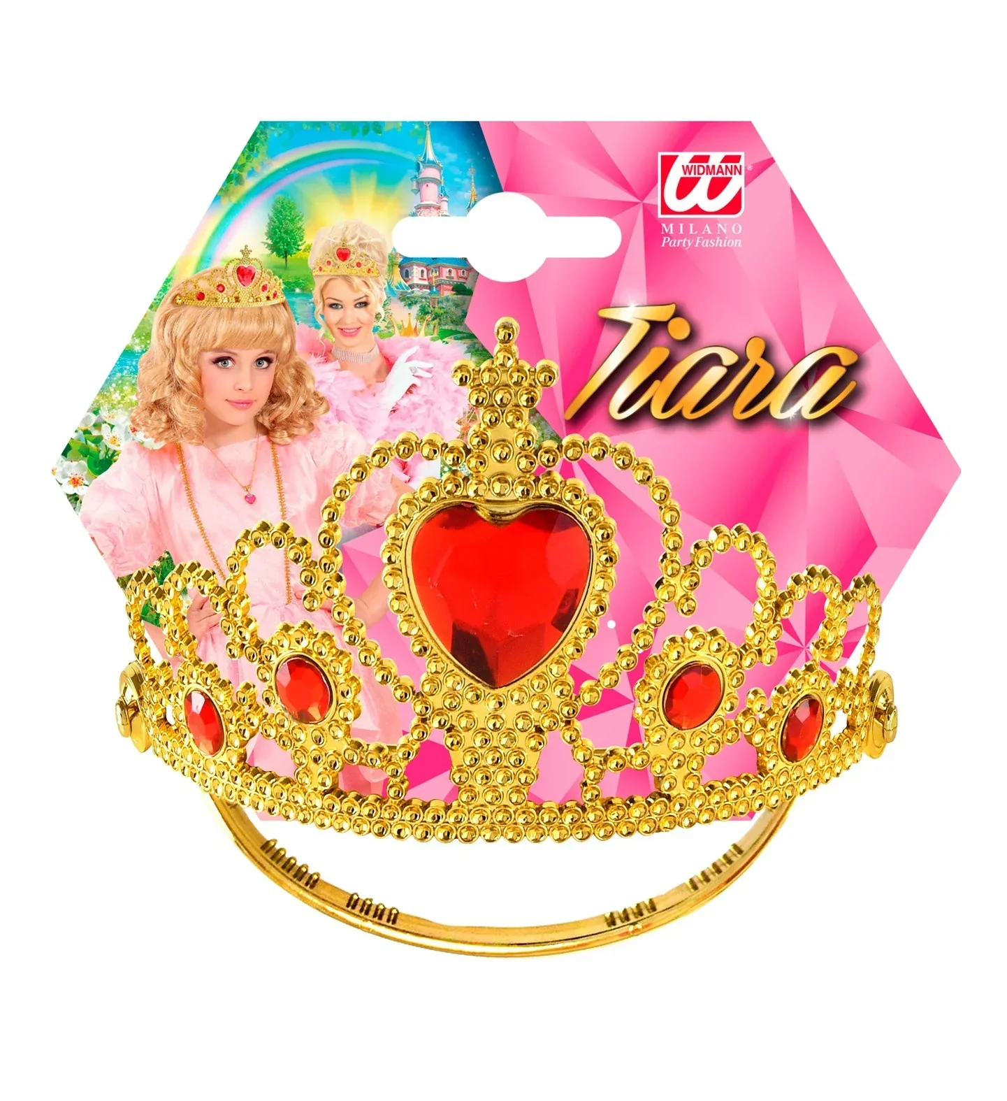 Tiara de Princesa Dorada con Gemas Rojas Infantil - Image 5