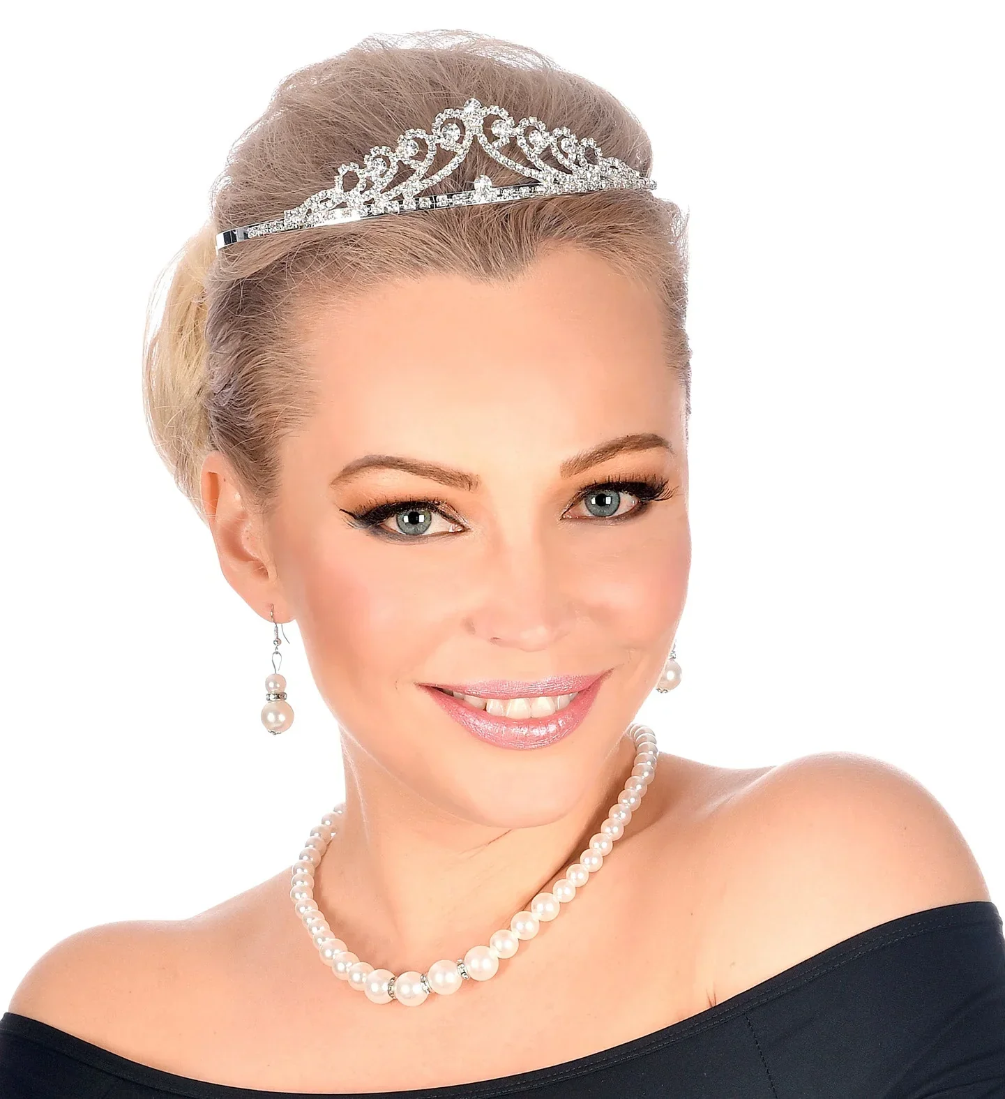 Tiara de Princesa Metálica con Pedrería de Strass - Image 3