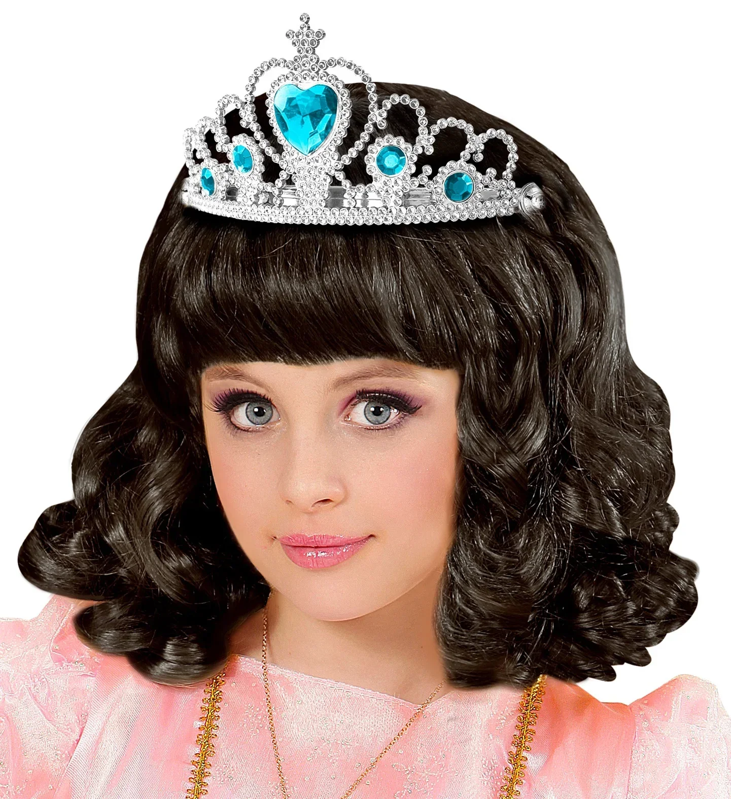 Tiara de Princesa Plateada con Gemas Azules Infantil - Image 3