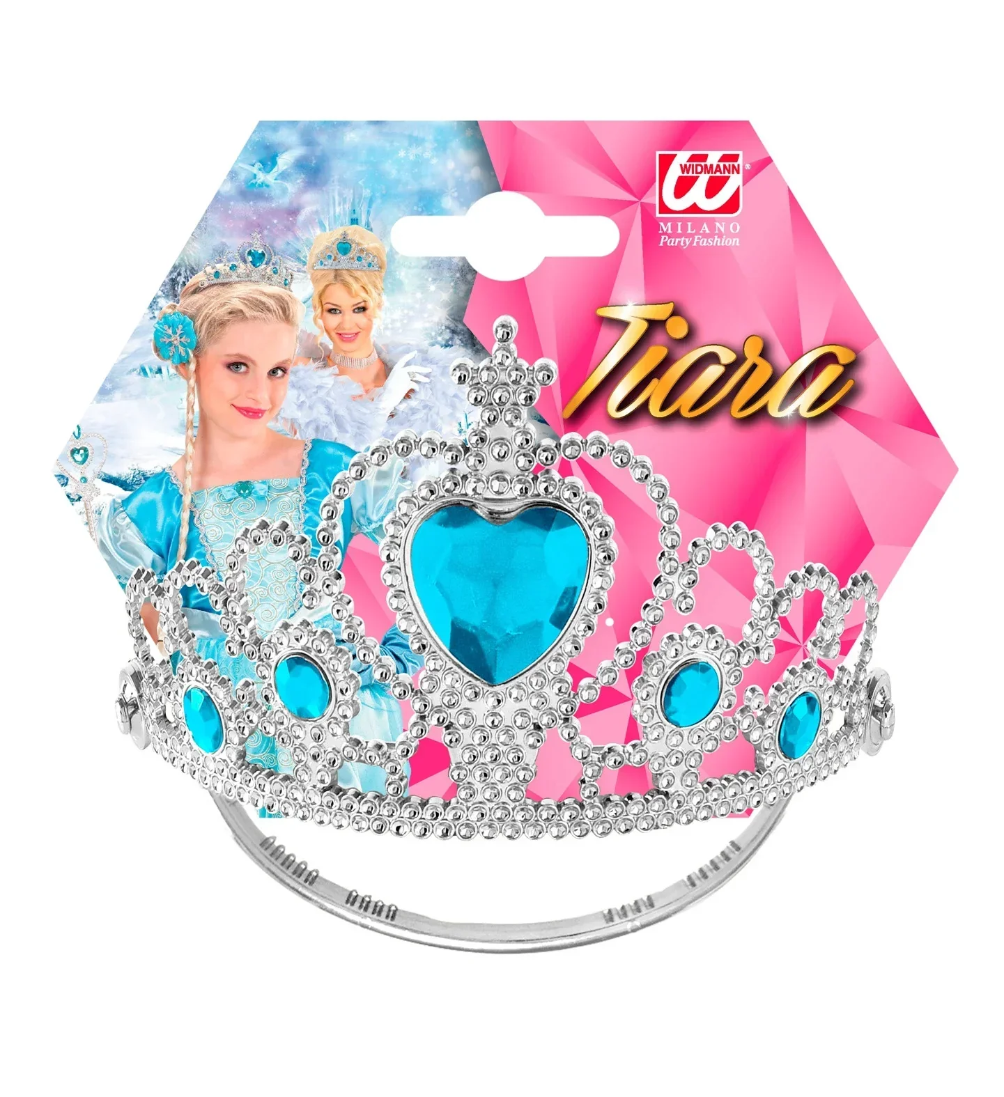Tiara de Princesa Plateada con Gemas Azules Infantil - Image 5