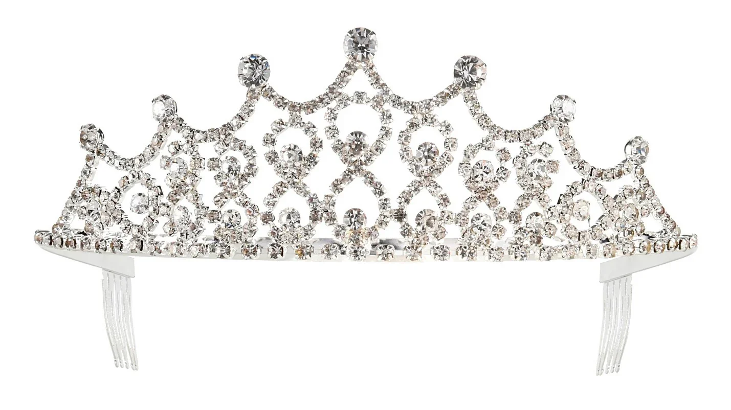 Tiara de Reina Metálica con Pedrería de Strass