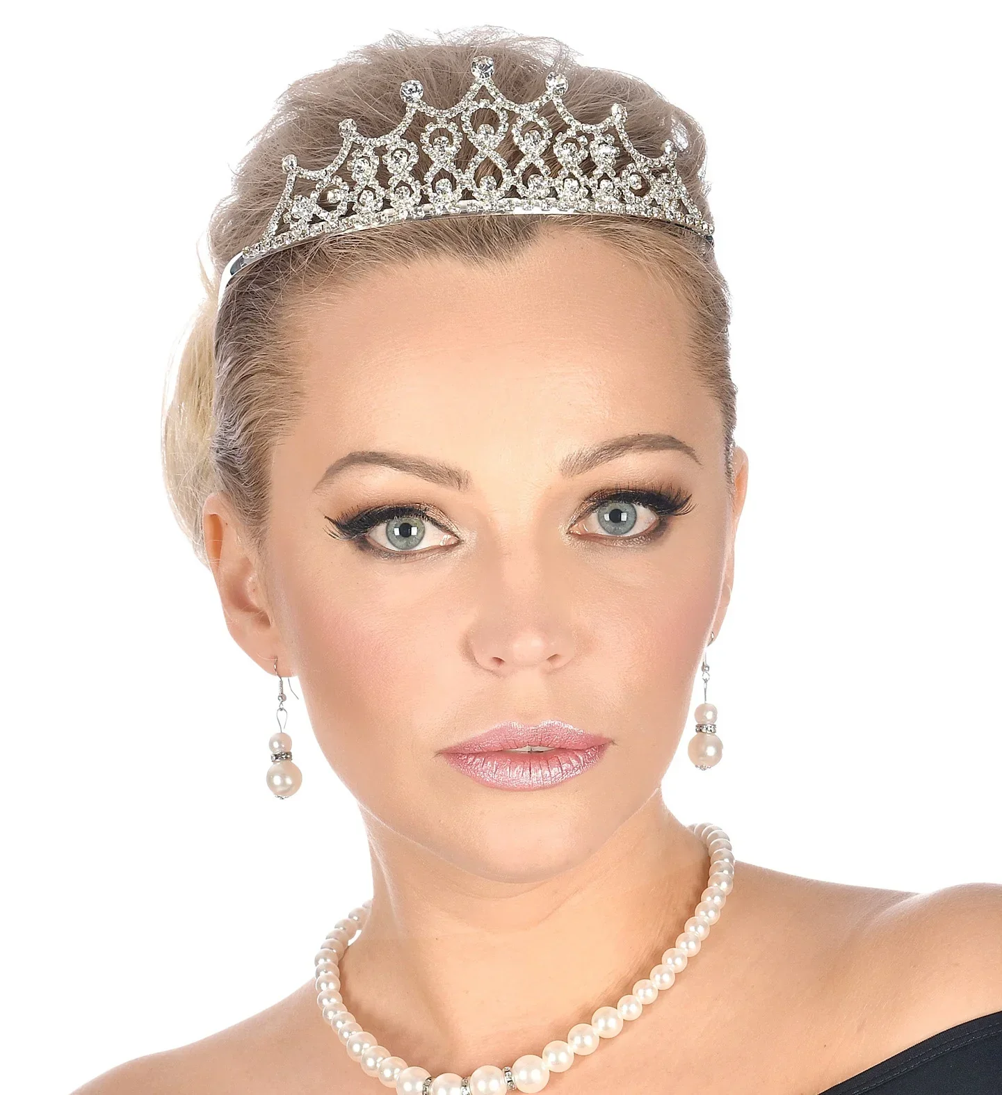 Tiara de Reina Metálica con Pedrería de Strass - Image 2