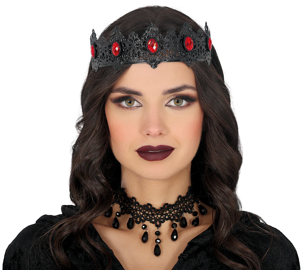 Tiara de Reina Oscurra Negra Metálica con Pedrería - Image 2