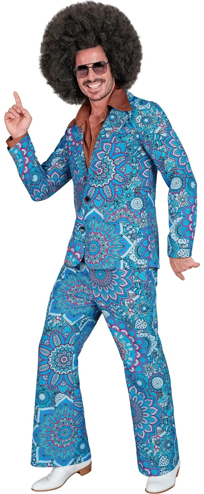 Traje Años 60 con Estampado Mandala Azul para Hombre - Image 3