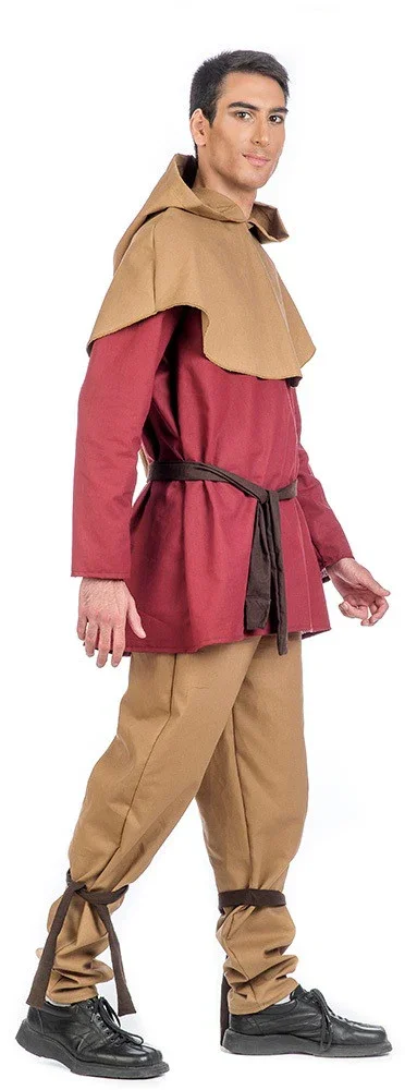 Traje de Campesino Medieval Granate - Image 4
