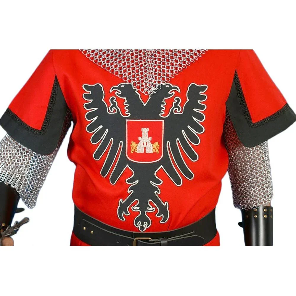 Traje Medieval Rojo con Águila Bicéfala para Hombre - Image 2