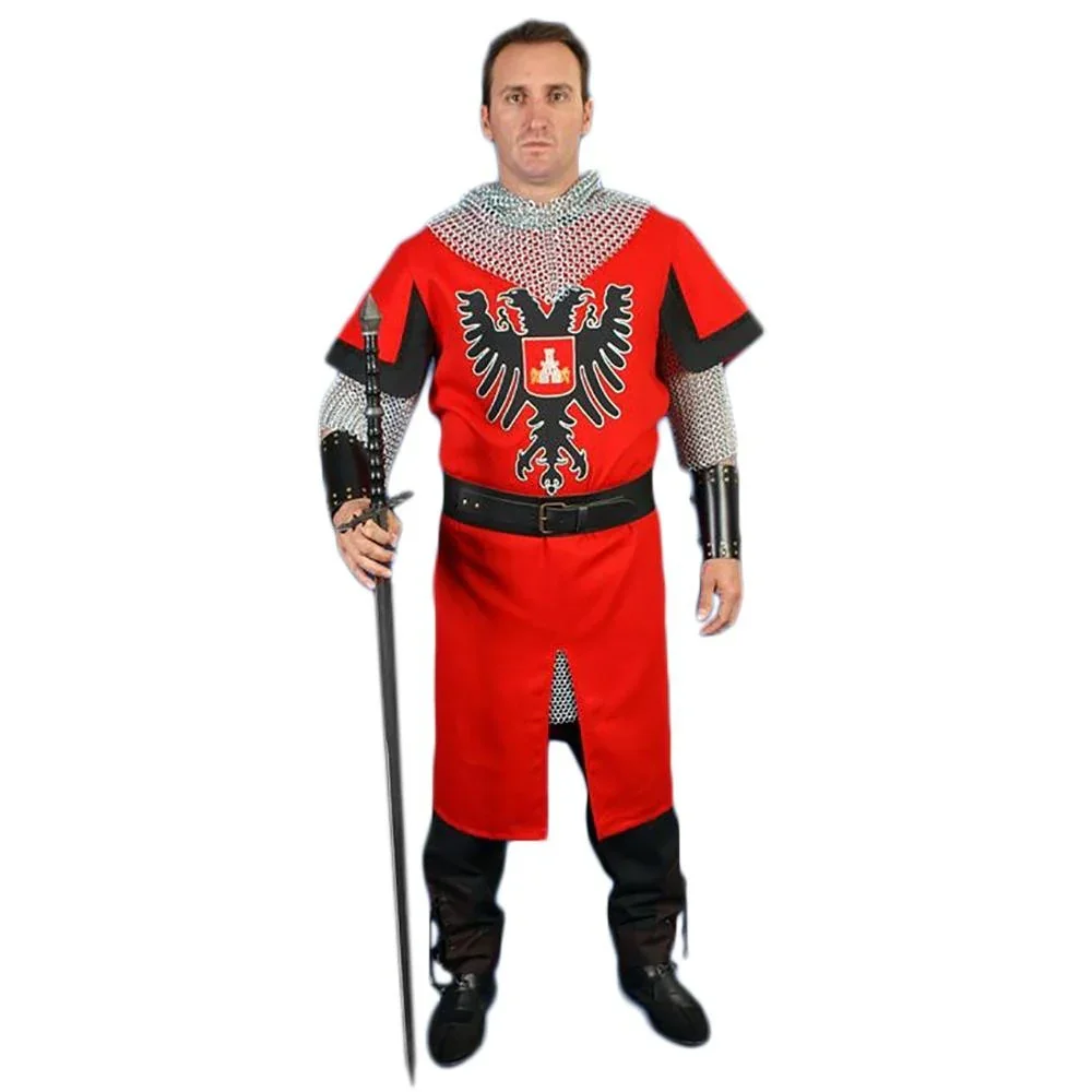 Traje Medieval Rojo con Águila Bicéfala para Hombre - Image 3