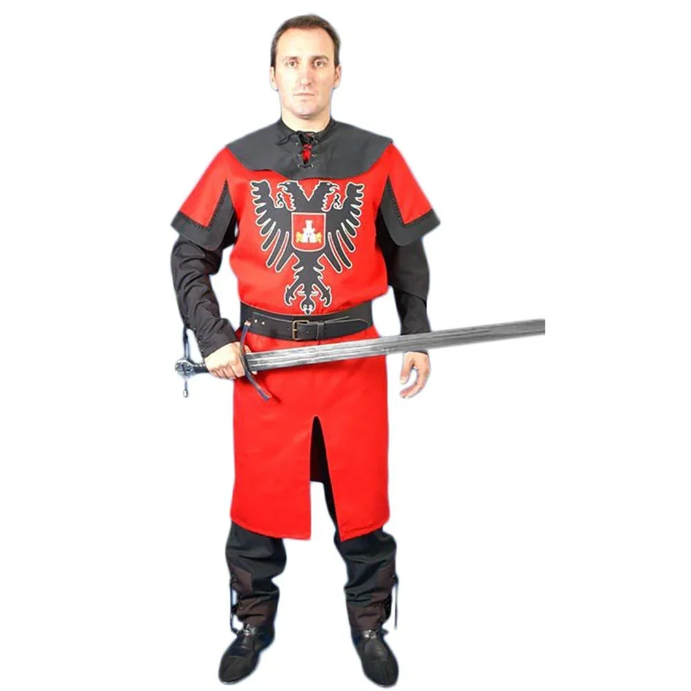 Traje Medieval Rojo con Águila Bicéfala para Hombre - Image 4
