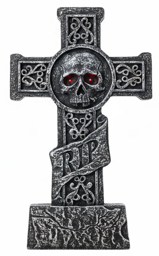 Tumba en Forma de Cruz con Calavera con Luz