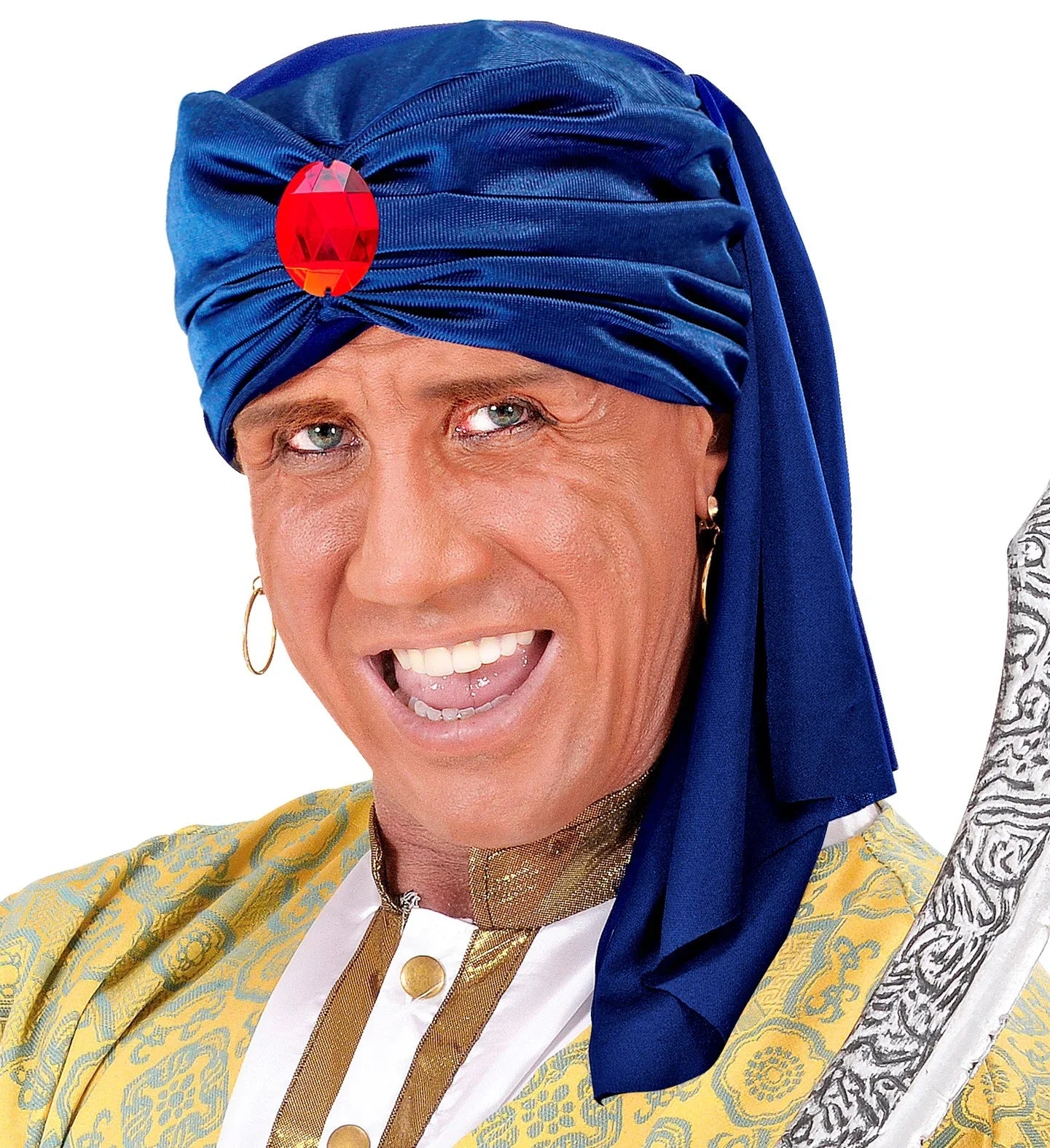 Turbante de Alí Baba Azul con Piedra Roja - Image 2