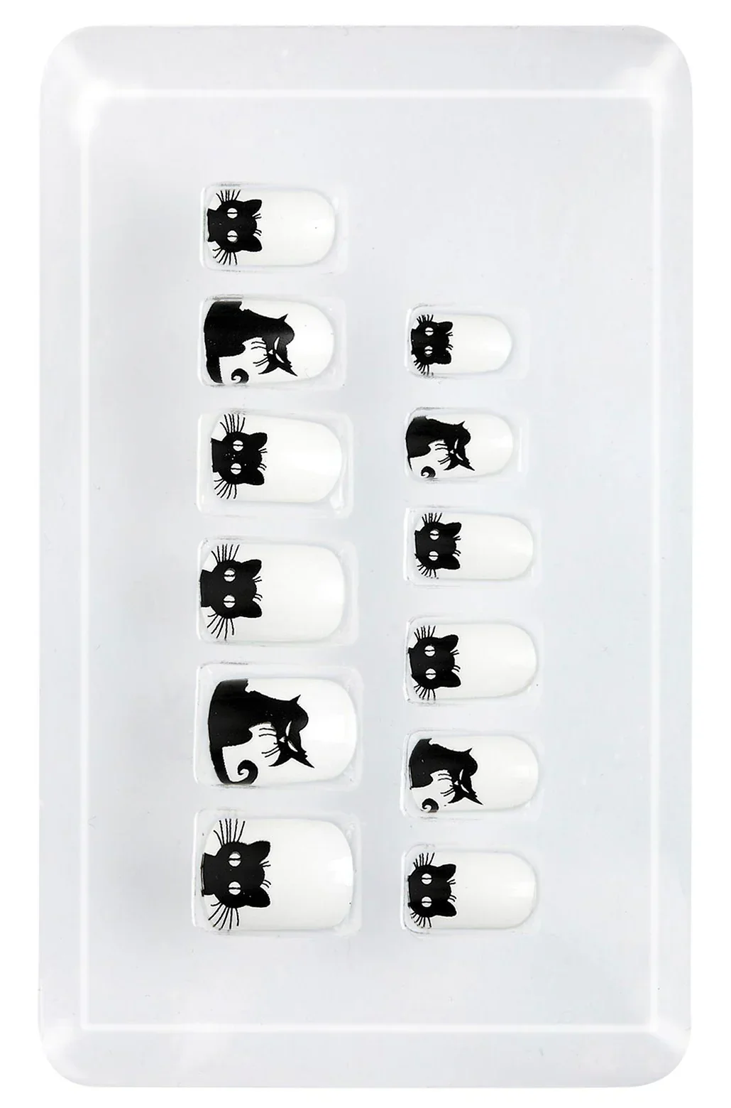 Uñas Postizas Blancas con Gatos Negros Infantiles - Image 2