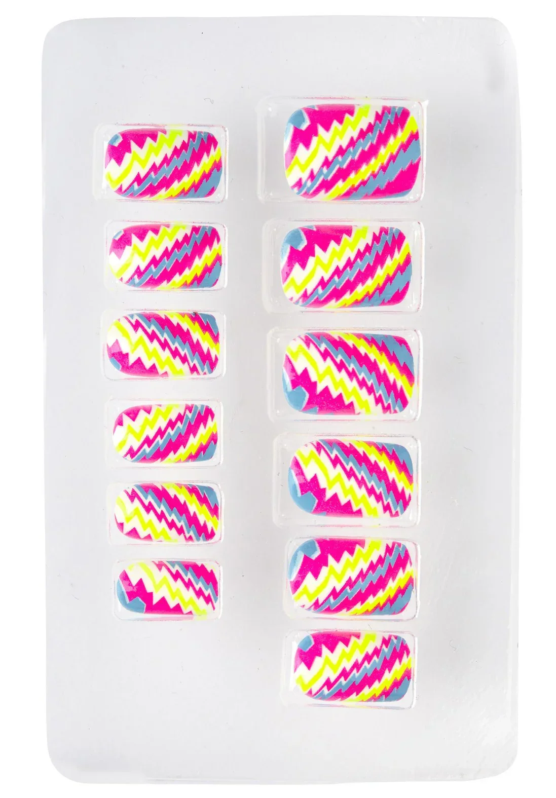 Uñas Postizas con Rayas en Zip Zap de Colores Neón - Image 2
