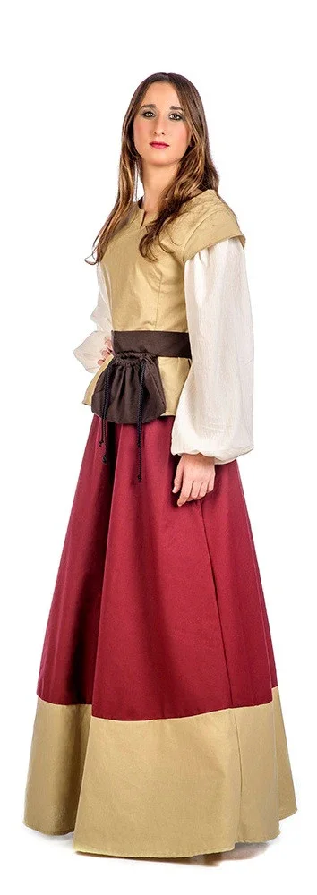 Vestido de Campesina Medieval Granate - Image 3