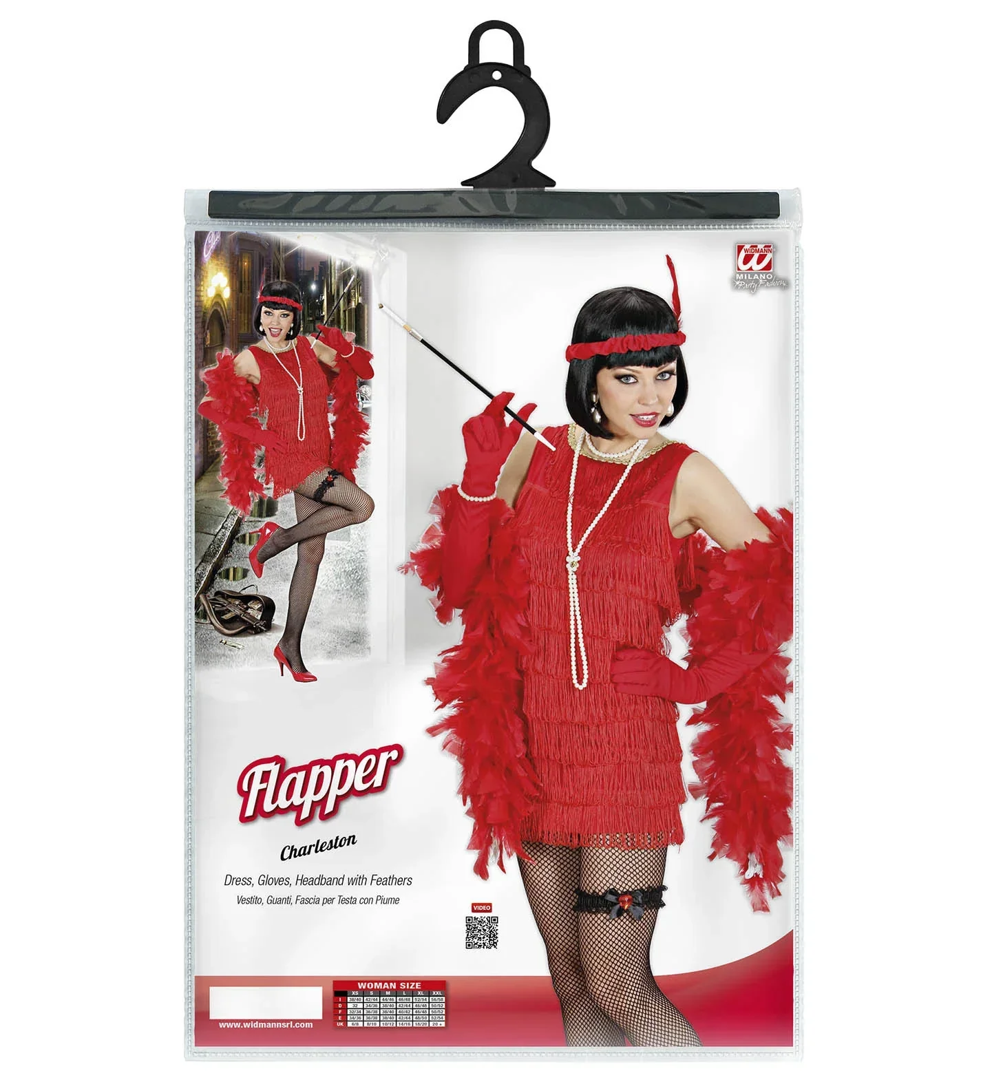 Disfraz de Charlestón Rojo con Guantes para Mujer - Image 5