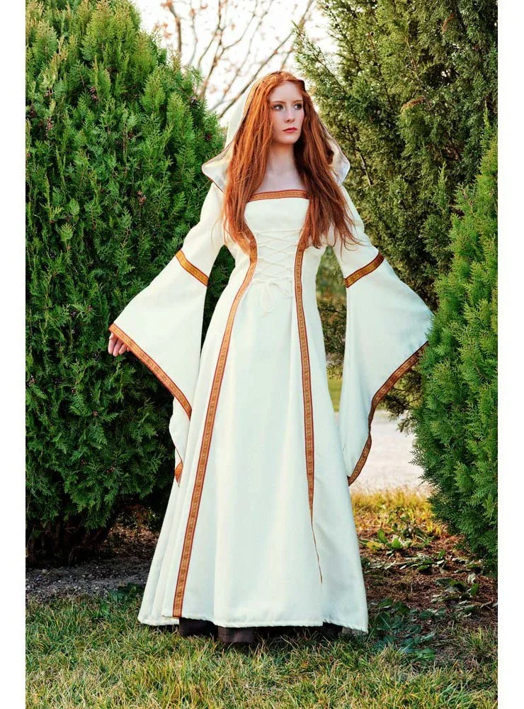 Vestido de Princesa Medieval Beige para Mujer - Image 3