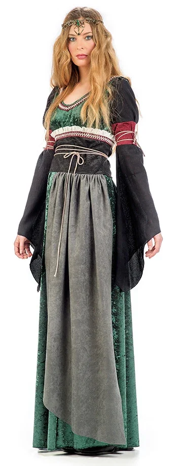 Vestido de Princesa Medieval Verde para Mujer - Image 3