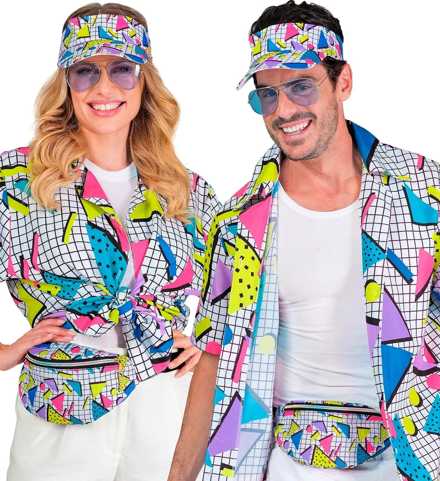 Visera y Riñonera Estilo Funky Años 80 Blanco - Image 2