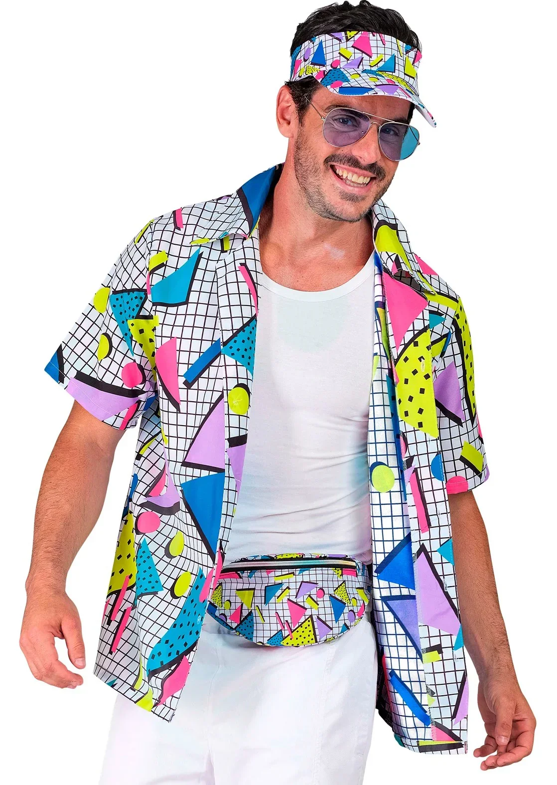 Visera y Riñonera Estilo Funky Años 80 Blanco - Image 4