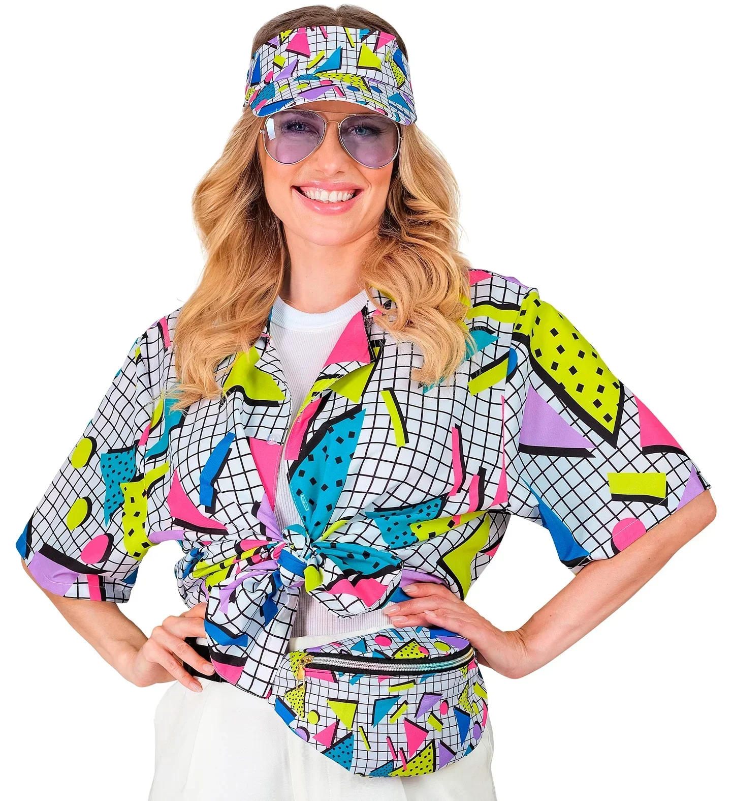 Visera y Riñonera Estilo Funky Años 80 Blanco - Image 5
