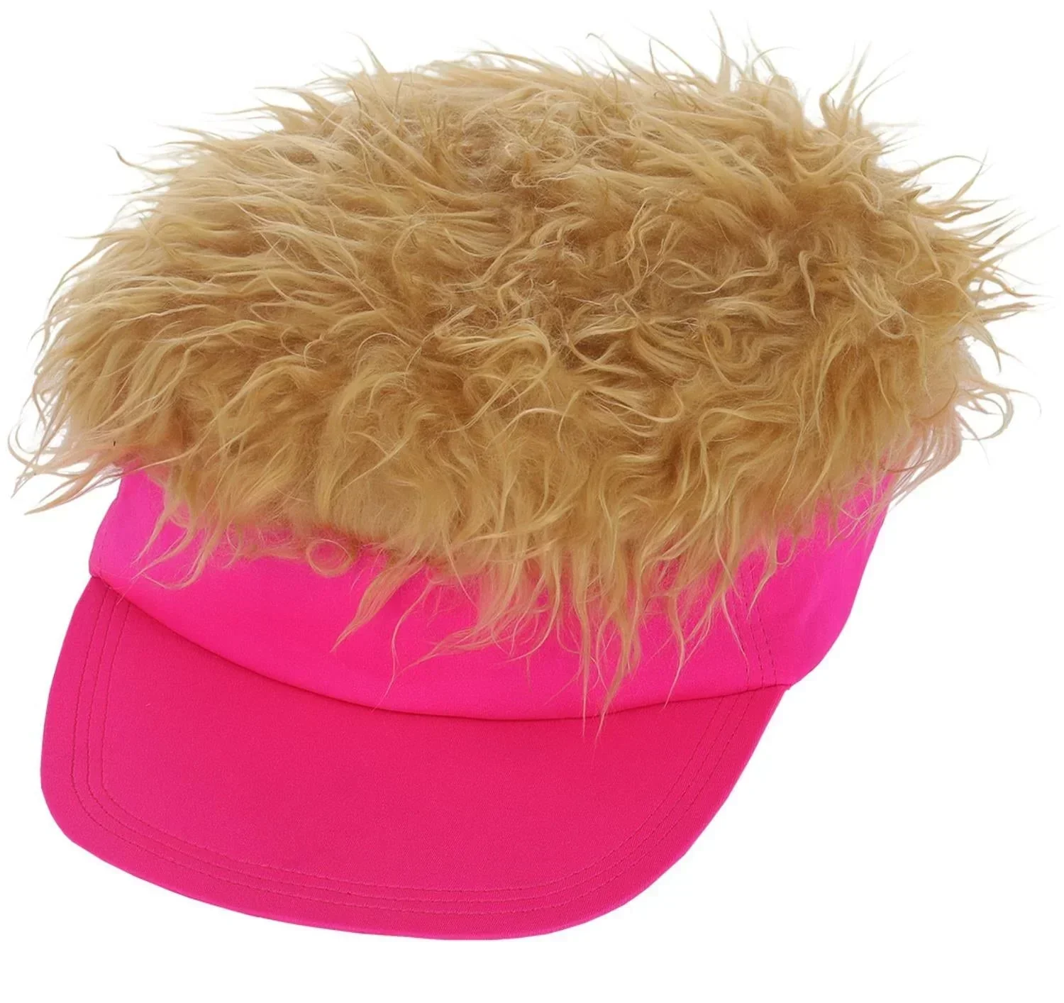 Visera Rosa Neón Estilo Años 80 con Pelo Rubio