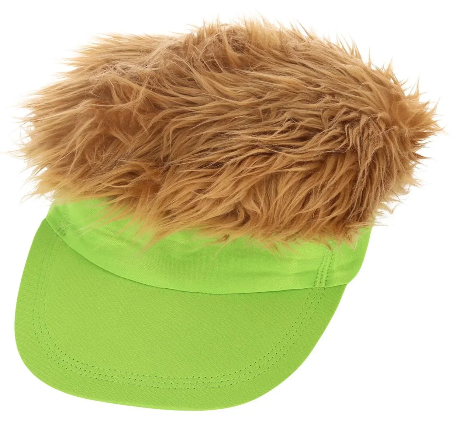 Visera Verde Neón Estilo Años 80 con Pelo Rubio