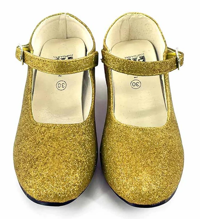 Zapatos de Tacón Dorados con Purpurina para Niña - Image 3