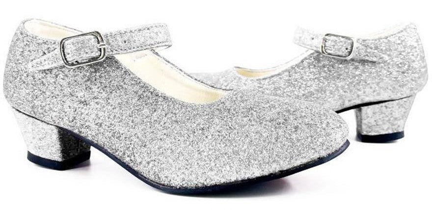 Zapatos de Tacón Plateados con Purpurina para Mujer