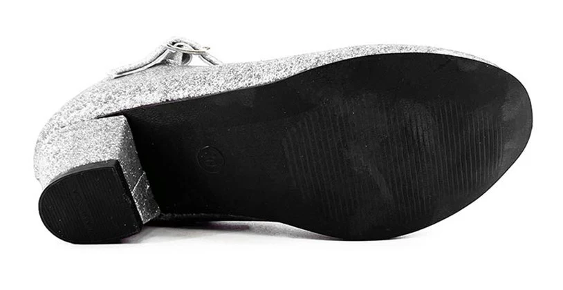 Zapatos de Tacón Plateados con Purpurina para Mujer - Image 4